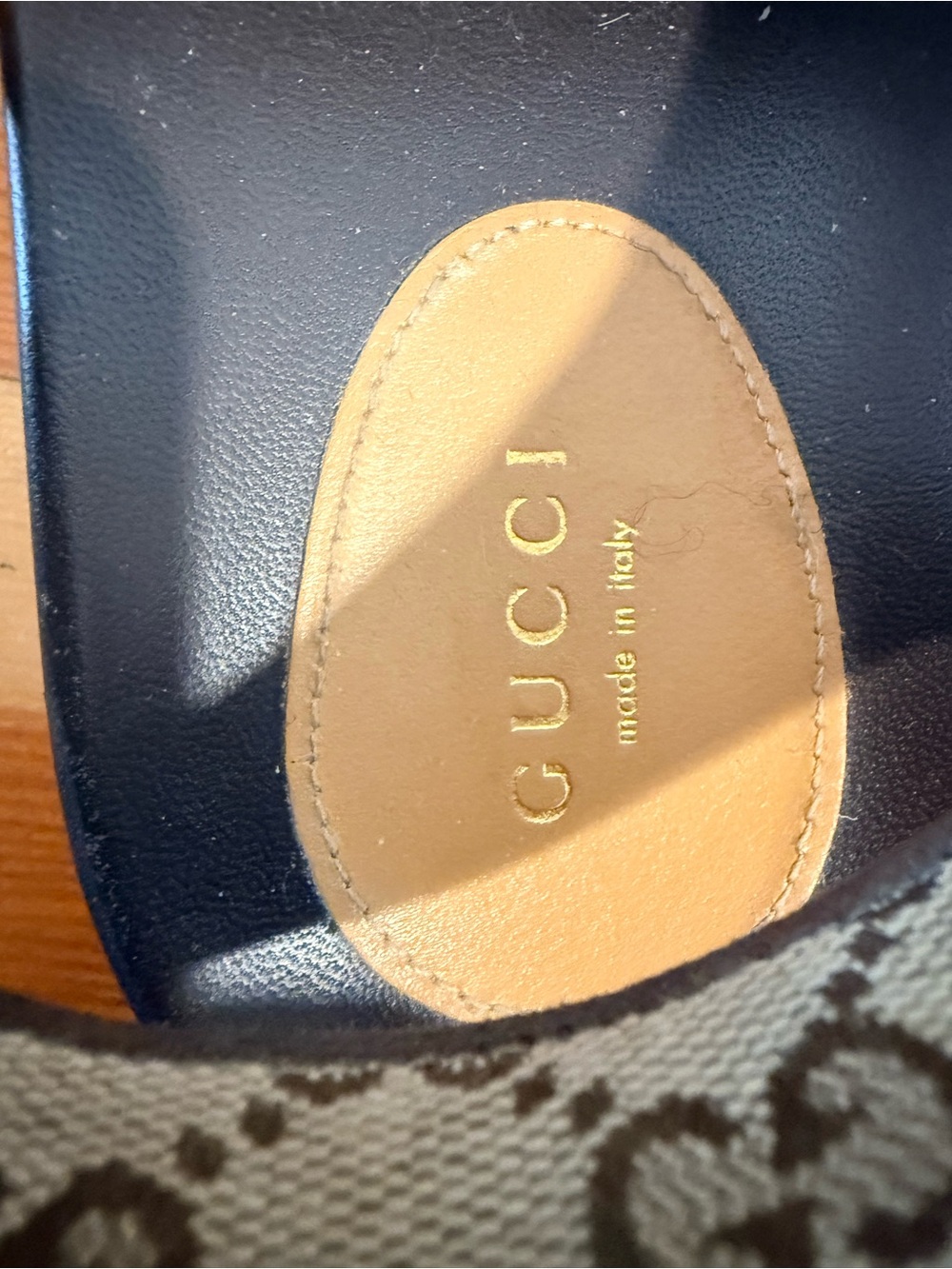 Gucci Beige GG Canvas & Black Leather Sport Sandals - Picture 2 of 8